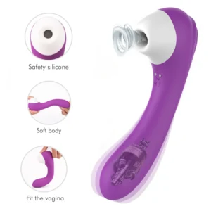 2-in-1 Clitoral Suction Cup G-Spot Vibrator Strong Vibration Dildo Sex Toy Female Dual Stimulation Female Masturbator Waterproof