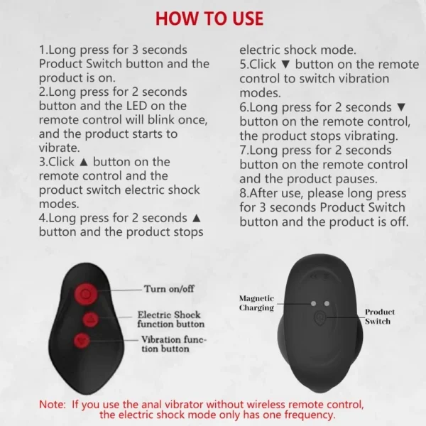 Electric Shock Vibration Vibrator Penetration Prostate Massager Stimulator Stimulation Docking Anal Plug Male Sex Toy For Man