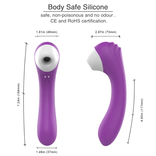 2-in-1 Clitoral Suction Cup G-Spot Vibrator Strong Vibration Dildo Sex Toy Female Dual Stimulation Female Masturbator Waterproof