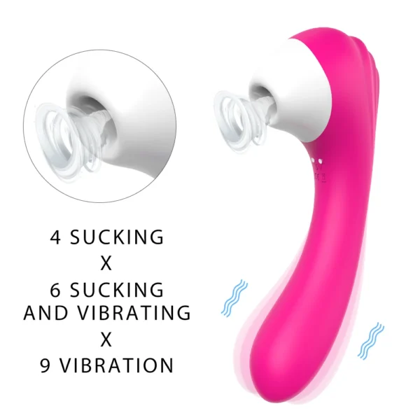 2-in-1 Clitoral Suction Cup G-Spot Vibrator Strong Vibration Dildo Sex Toy Female Dual Stimulation Female Masturbator Waterproof