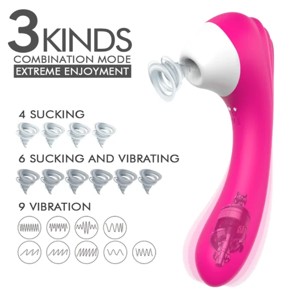 2-in-1 Clitoral Suction Cup G-Spot Vibrator Strong Vibration Dildo Sex Toy Female Dual Stimulation Female Masturbator Waterproof
